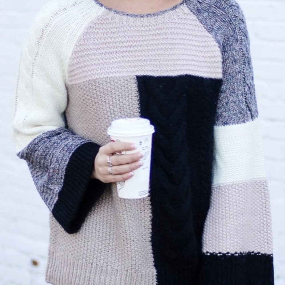 LOFT-modern patchwork multi color sweater